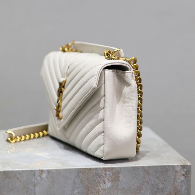 SAINT LAURENT medium College leather cross body bag White SAINT LAURENT medium College leather cross body bag White