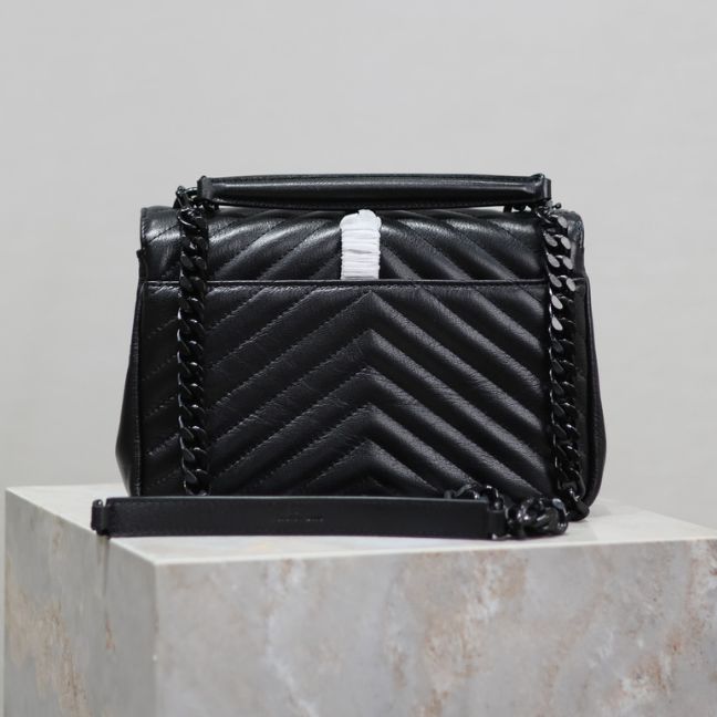 SAINT LAURENT medium College leather cross body bag All Black SAINT LAURENT medium College leather cross body bag All Black