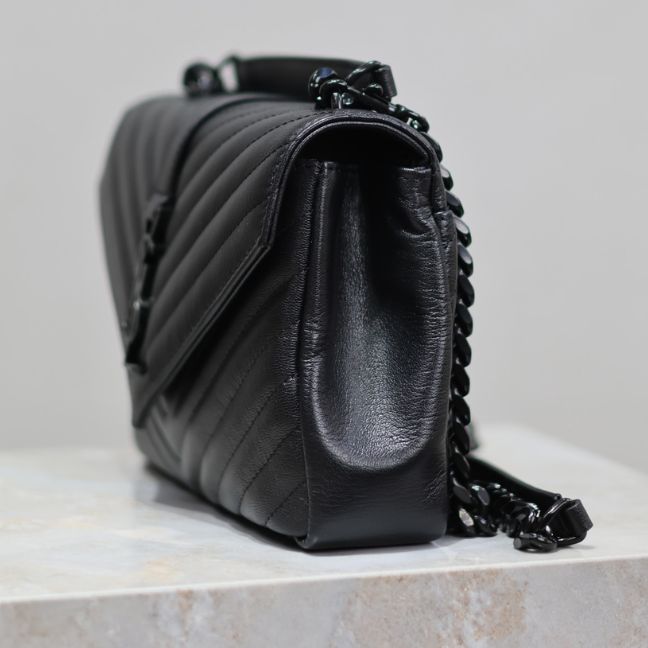 SAINT LAURENT medium College leather cross body bag All Black SAINT LAURENT medium College leather cross body bag All Black