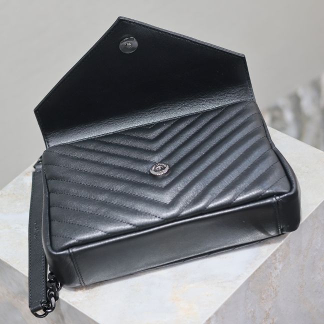 SAINT LAURENT medium College leather cross body bag All Black SAINT LAURENT medium College leather cross body bag All Black