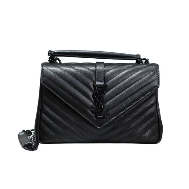 SAINT LAURENT medium College leather cross body bag  All Black