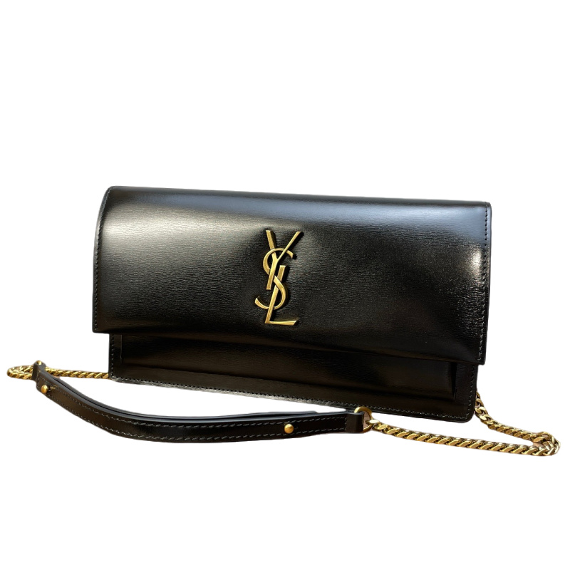 SAINT LAURENT SUNSET BOX Handbag  Black+Golden  810997