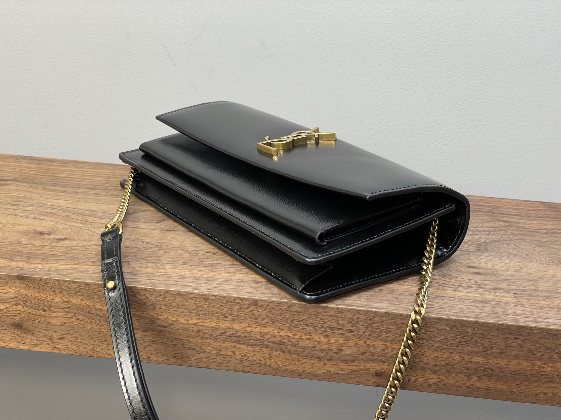 SAINT LAURENT SUNSET BOX Handbag Black+Golden 810997 SAINT LAURENT SUNSET BOX Handbag Black+Golden 810997
