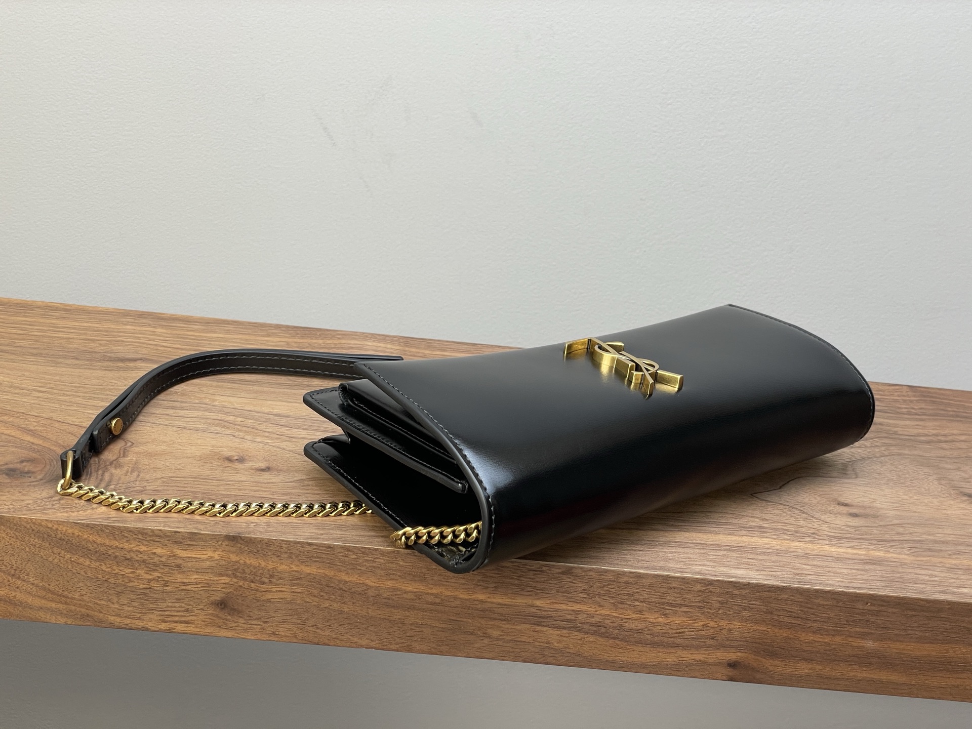SAINT LAURENT SUNSET BOX Handbag Black+Golden 810997 SAINT LAURENT SUNSET BOX Handbag Black+Golden 810997