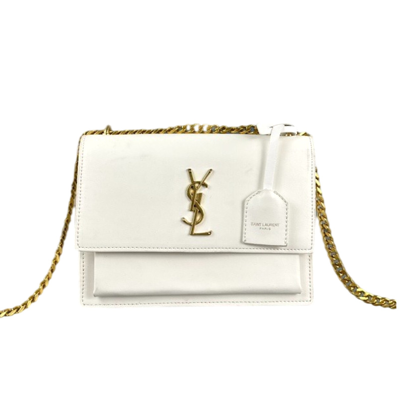 SAINT LAURENT Jamie Lacquered leather handbag White