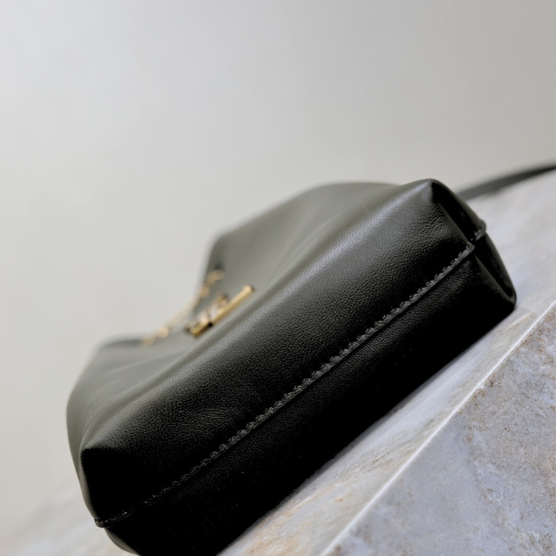 SAINT LAURENT POCHON in lambskin Handbag Black