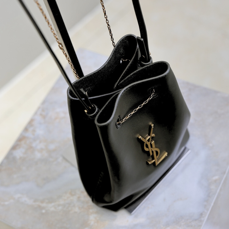 SAINT LAURENT POCHON in lambskin Handbag Black
