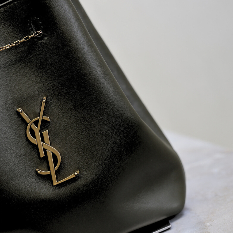SAINT LAURENT POCHON in lambskin Handbag Black