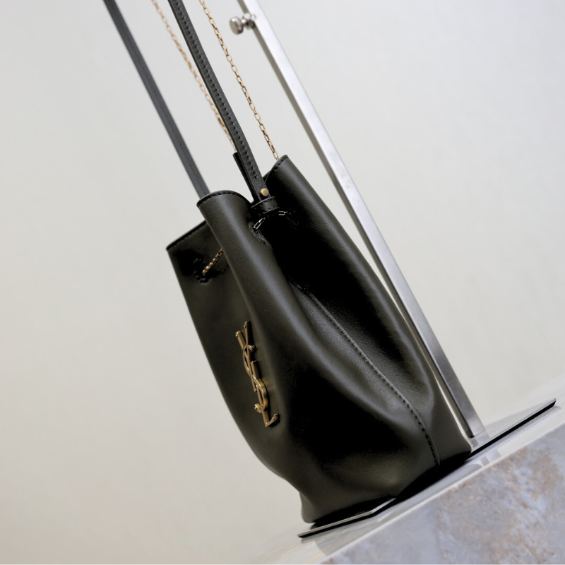 SAINT LAURENT POCHON in lambskin Handbag Black