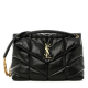 SAINT LAURENT Lambskin Quilted Medium Loulou Puffer Monogram Chain Satchel Black