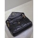 SAINT LAURENT Lambskin Quilted Medium Loulou Puffer Monogram Chain Satchel Black