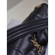 SAINT LAURENT Lambskin Quilted Medium Loulou Puffer Monogram Chain Satchel Black