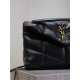 SAINT LAURENT Lambskin Quilted Medium Loulou Puffer Monogram Chain Satchel Black