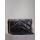SAINT LAURENT Lambskin Quilted Medium Loulou Puffer Monogram Chain Satchel Black