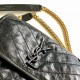 SAINT LAURENT Lambskin Quilted Medium Loulou Puffer Monogram Chain Satchel Black