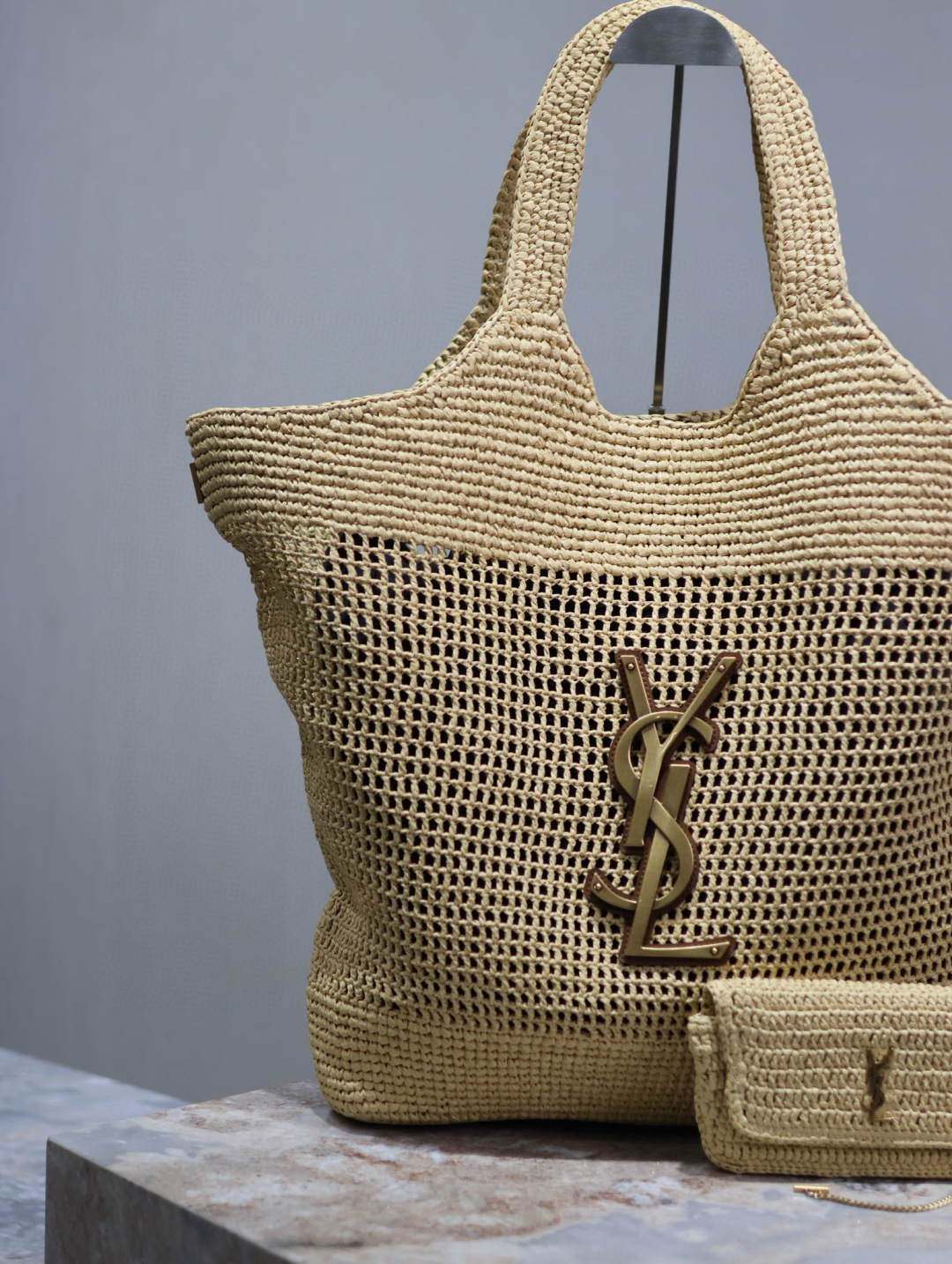 SAINT LAURENT ICARE IN RAFFIA Handbag
