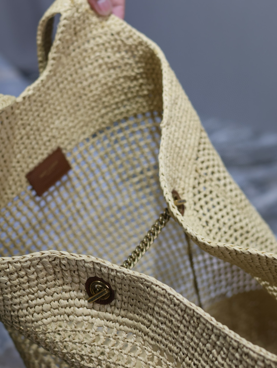 SAINT LAURENT ICARE IN RAFFIA Handbag