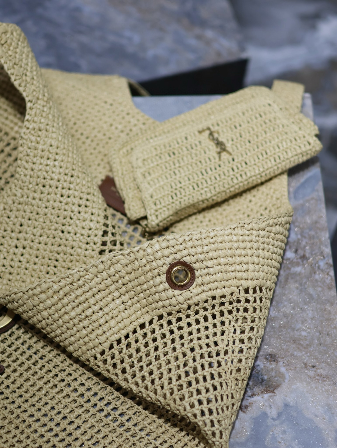 SAINT LAURENT ICARE IN RAFFIA Handbag