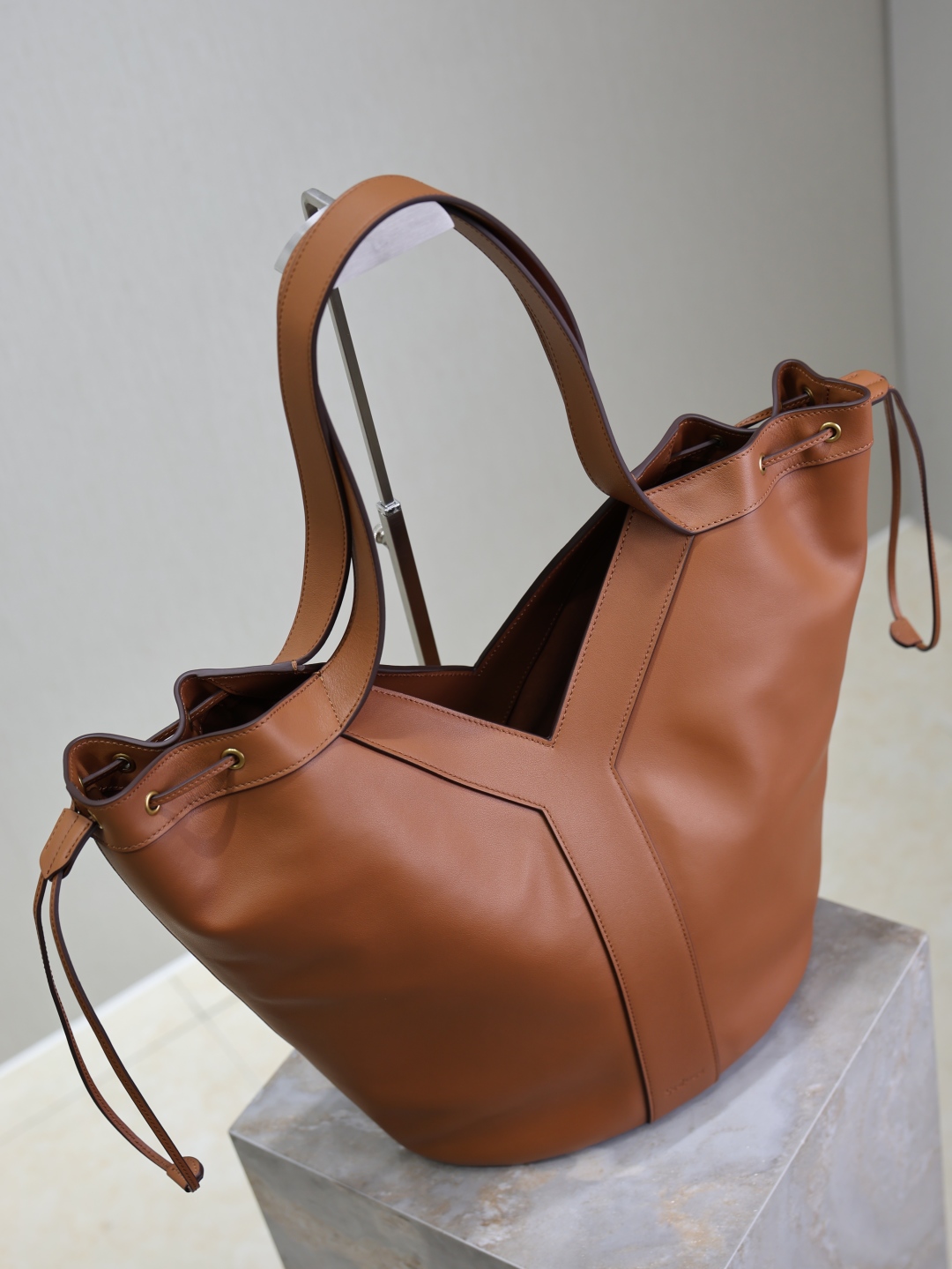SAINT LAURENT Leather Y Tote  Brown Totes, Handbags