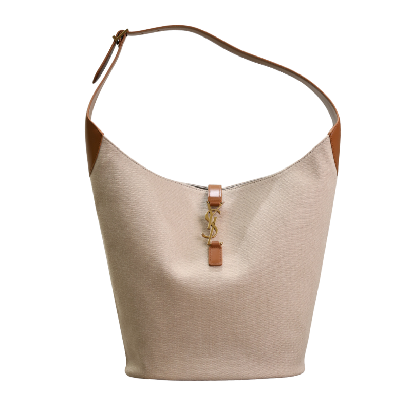 SAINT LAURENT Le 5 A 7 Hobo Bag in Canvas and Leather