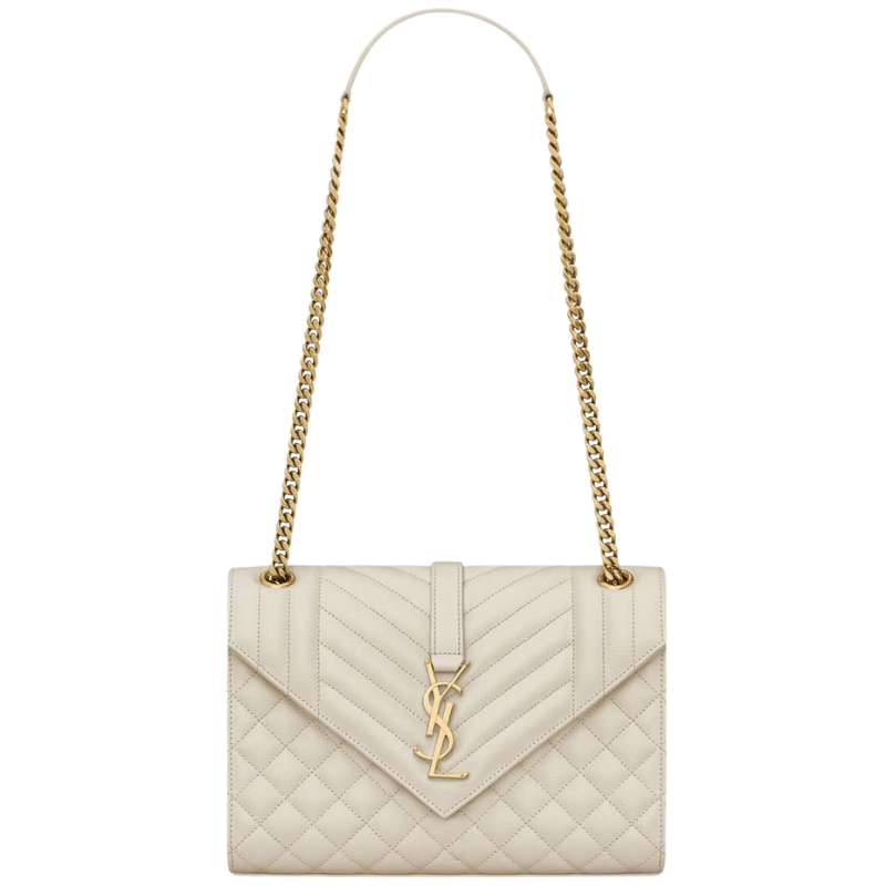 SAINT LAURENTENVELOPE MEDIUM IN QUILTED GRAIN DE POUDRE EMBOSSED LEATHER 