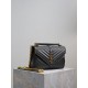 SAINT LAURENT Sheepskin Matelasse Chevron Monogram Medium College Bag Light Coal
