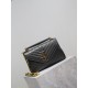 SAINT LAURENT Sheepskin Matelasse Chevron Monogram Medium College Bag Light Coal