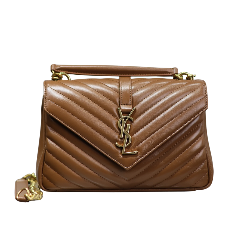 SAINT LAURENT Medium Monogram Matelasse College Bag, Brown