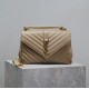 SAINT LAURENT Medium Monogram Matelasse College Bag, Neutrals