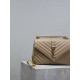 SAINT LAURENT Medium Monogram Matelasse College Bag, Neutrals