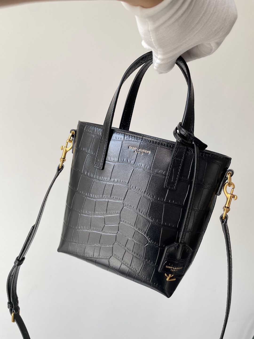 SAINT LAURENT Saint Laurent Embossed Leather Sac De Jour - Black