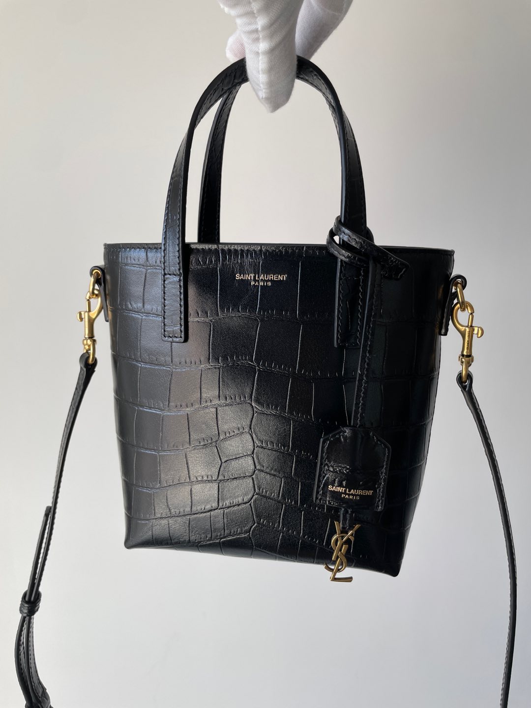 SAINT LAURENT Saint Laurent Embossed Leather Sac De Jour - Black