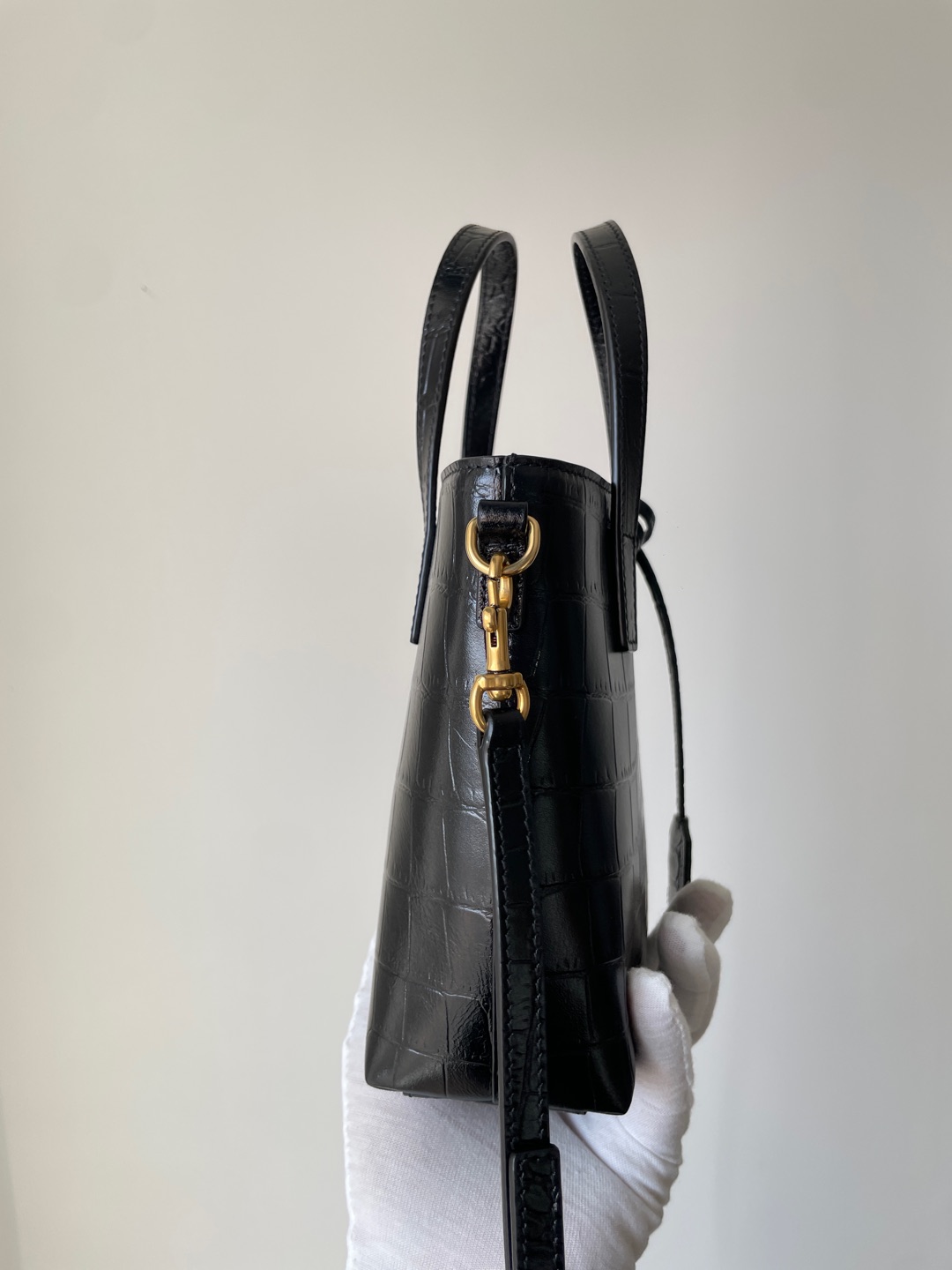 SAINT LAURENT Saint Laurent Embossed Leather Sac De Jour - Black