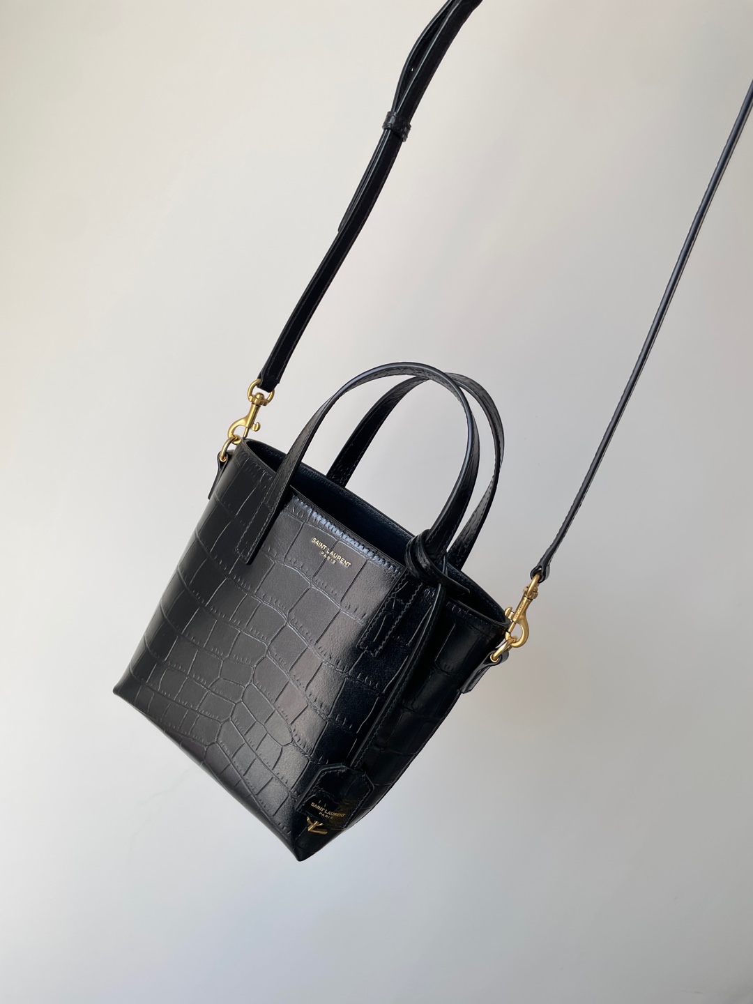 SAINT LAURENT Saint Laurent Embossed Leather Sac De Jour - Black