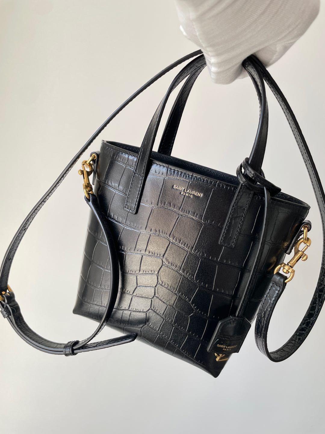 SAINT LAURENT Saint Laurent Embossed Leather Sac De Jour - Black