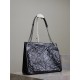 SAINT LAURENT Crinkled Calfskin Matelasse Monogram Niki Shopper Tote Black