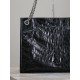 SAINT LAURENT Crinkled Calfskin Matelasse Monogram Niki Shopper Tote Black