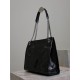 SAINT LAURENT Crinkled Calfskin Matelasse Monogram Niki Shopper Tote Black