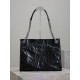 SAINT LAURENT Crinkled Calfskin Matelasse Monogram Niki Shopper Tote Black