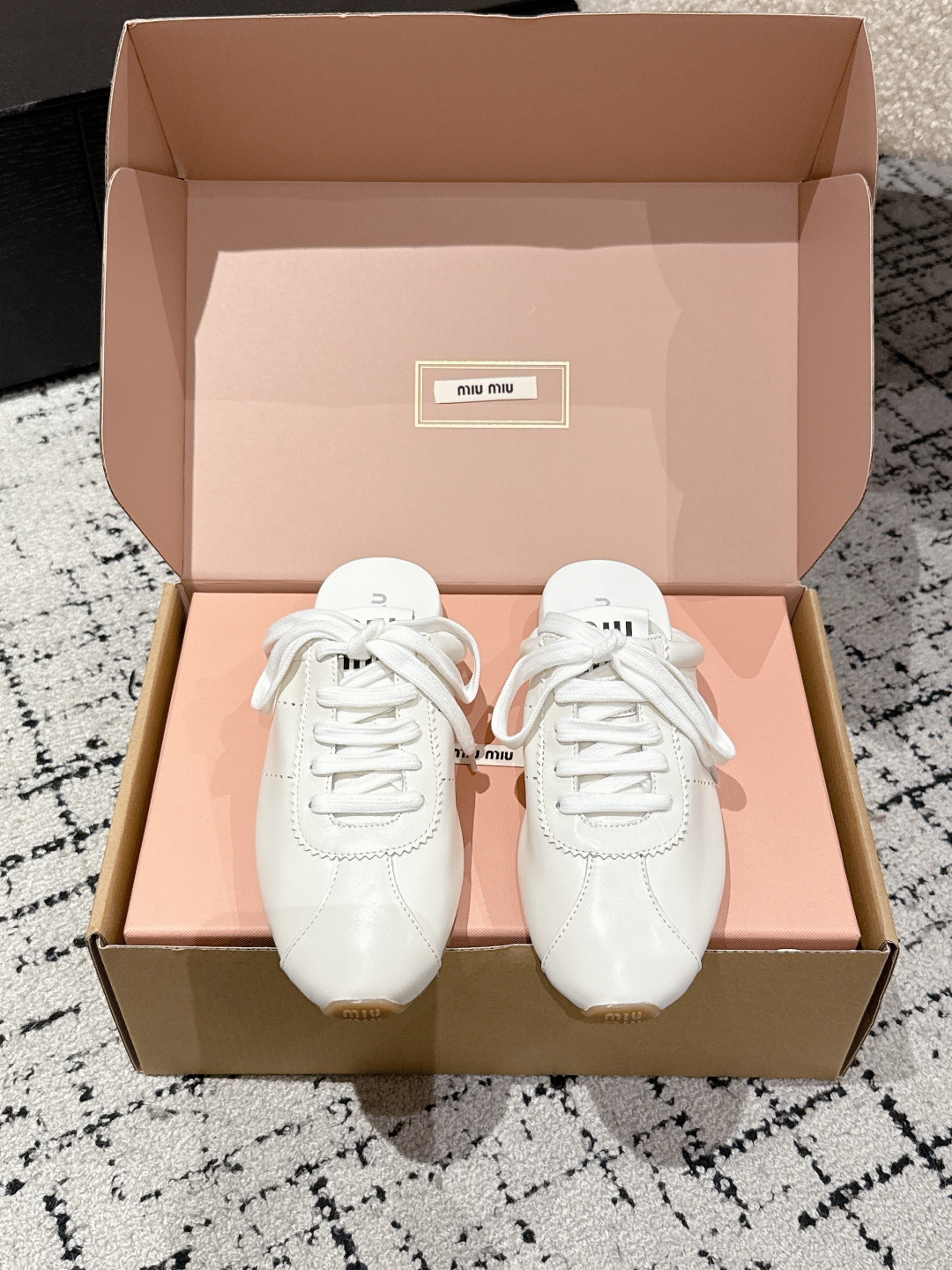 MIUMIU 2025 Spring Summer German training half-slip-on shoes,Mules