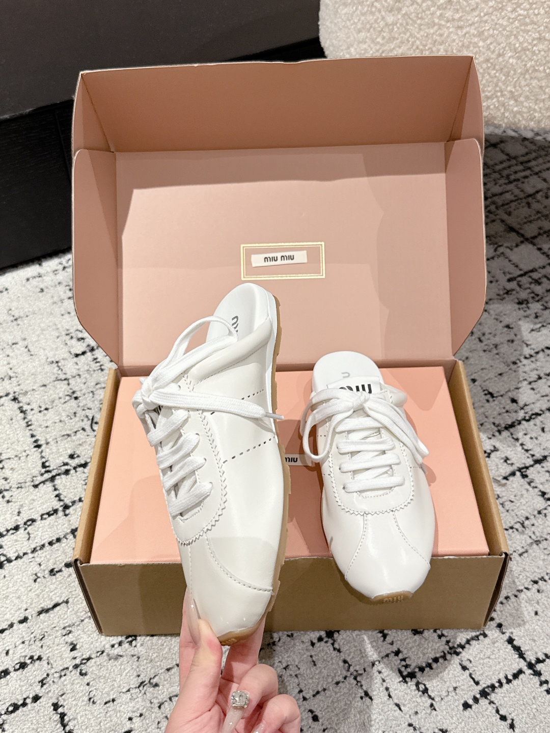 MIUMIU 2025 Spring Summer German training half-slip-on shoes,Mules MIUMIU 2025 Spring Summer German training half-slip-on shoes,Mules
