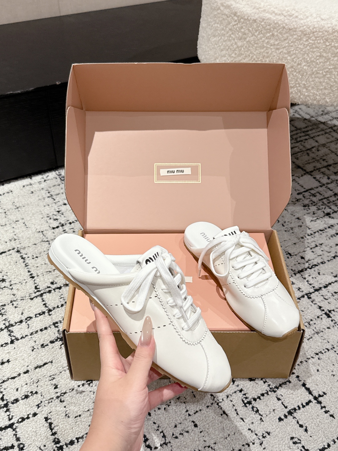 MIUMIU 2025 Spring Summer German training half-slip-on shoes,Mules MIUMIU 2025 Spring Summer German training half-slip-on shoes,Mules
