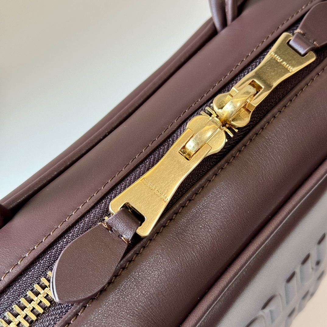 MIU MIU Soft Calf Softy Medium Beau Top Handle Bag Briarwood