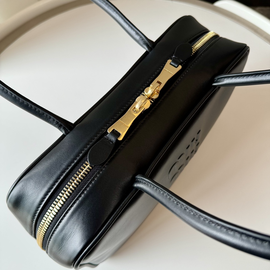 MIU MIU Soft Calf Softy Medium Beau Top Handle Bag Black