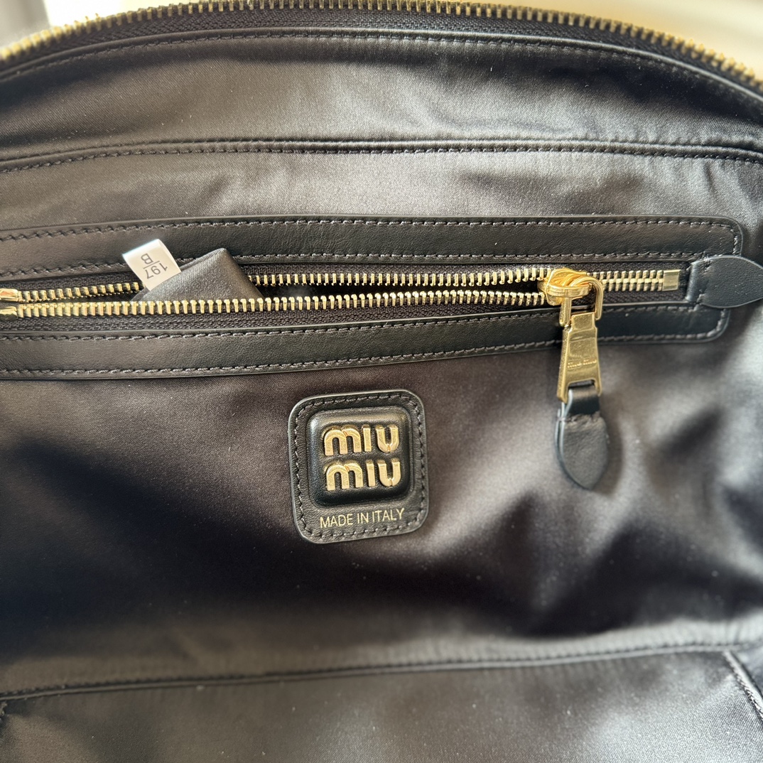 MIU MIU Soft Calf Softy Medium Beau Top Handle Bag Black
