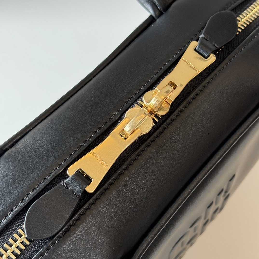 MIU MIU Soft Calf Softy Medium Beau Top Handle Bag Black
