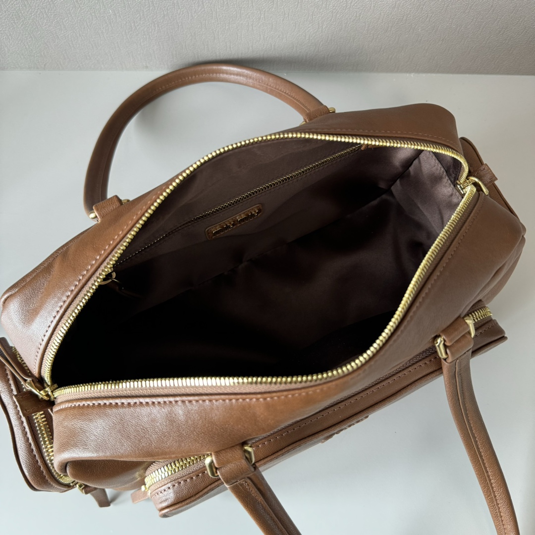 MIU MIU  Pocket Nappa Leather Bag in Brown