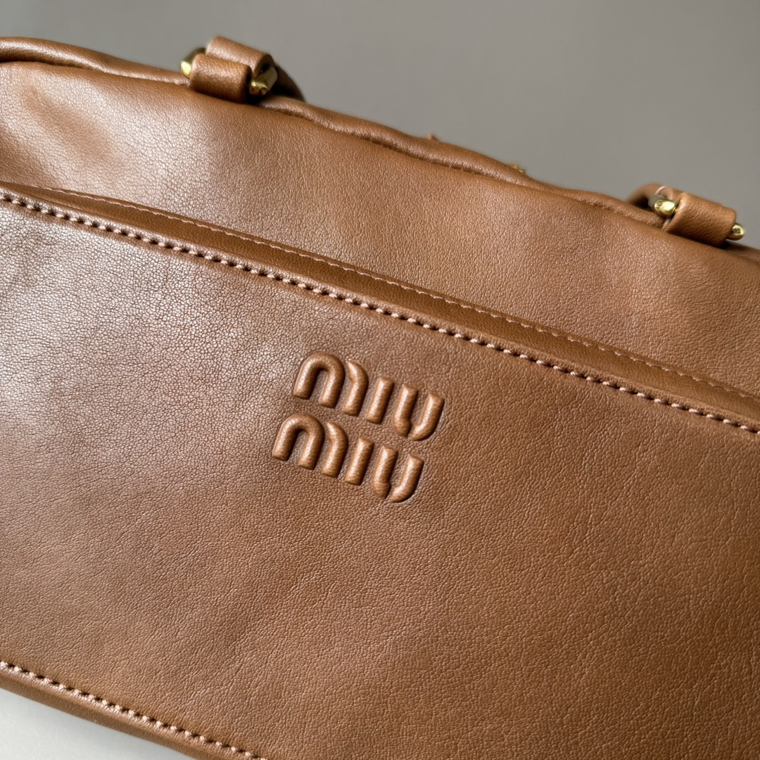 MIU MIU  Pocket Nappa Leather Bag in Brown