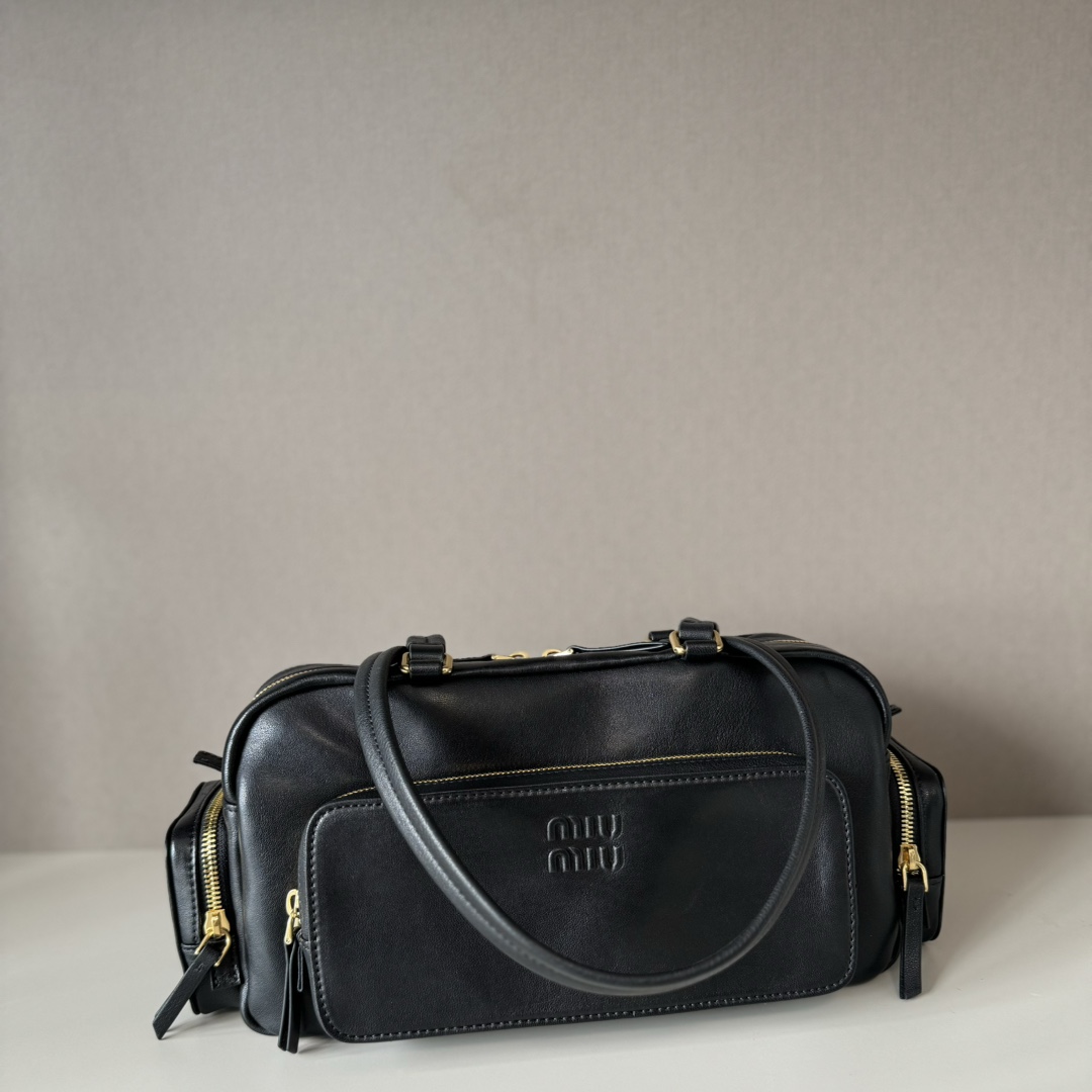 MIU MIU  Pocket Nappa Leather Bag in Black