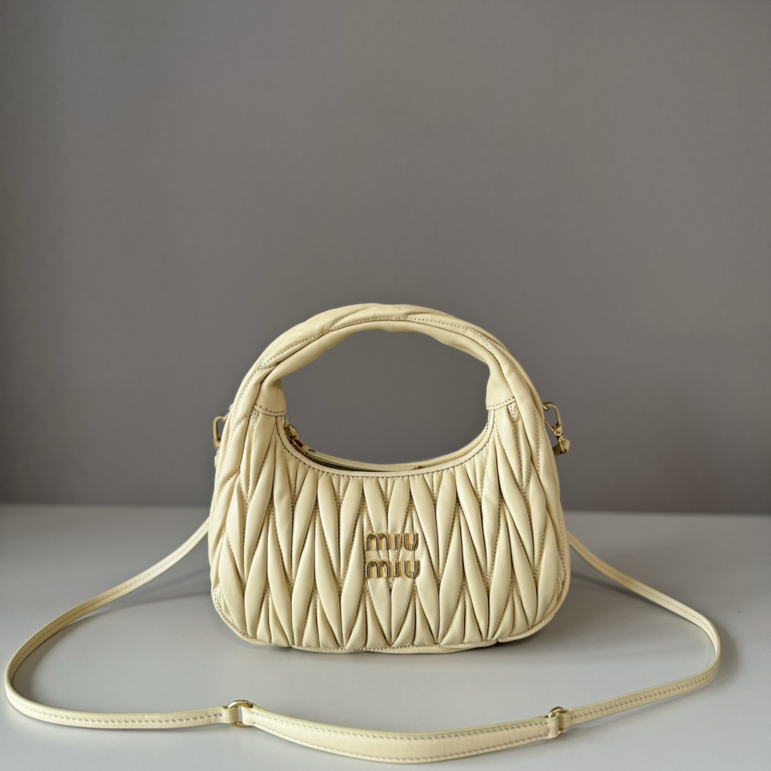 MIU MIU  Wander Materasse Women's Hobo Bag , light yellow